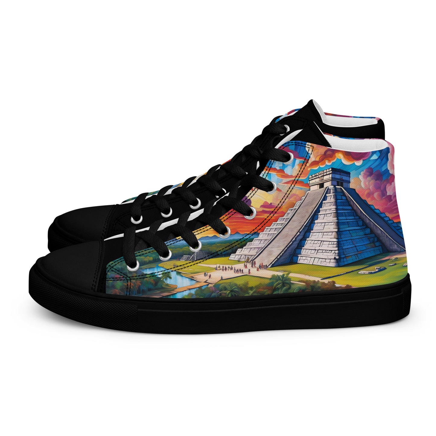 Chichén Itzá - Stained glass - Men - Black - High top shoes