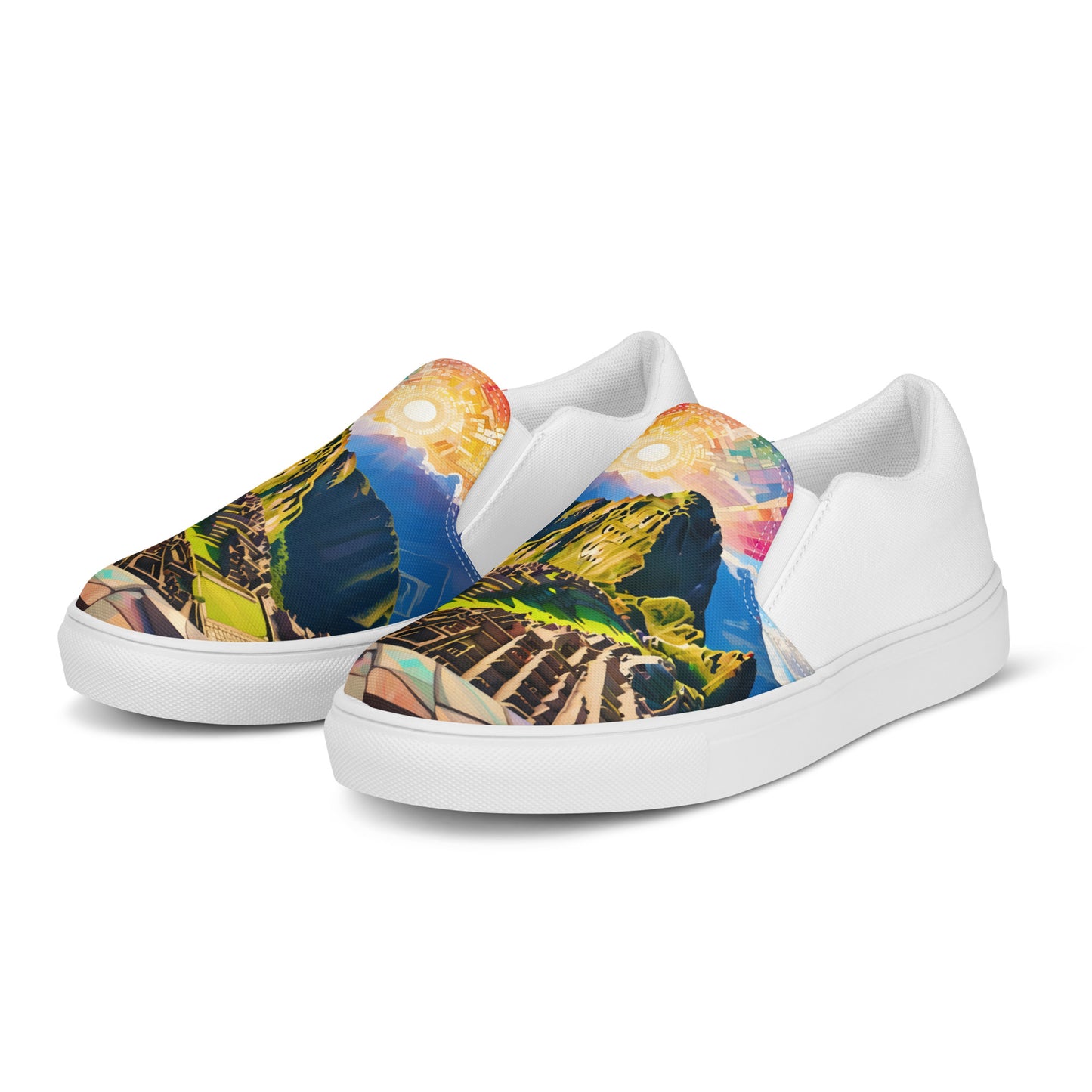 Machu Picchu - Stained glass - Men - White Slip-on shoes
