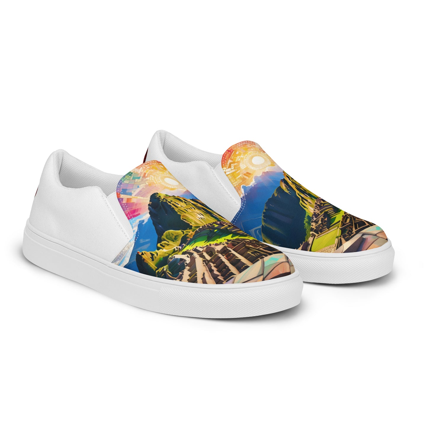 Machu Picchu - Stained glass - Men - White Slip-on shoes