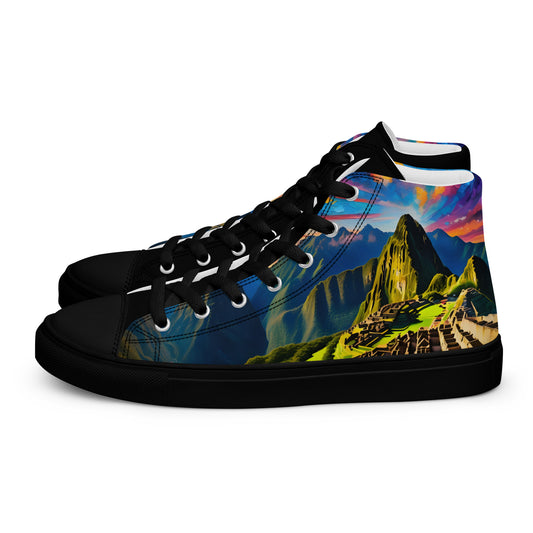 Machu Picchu - Stained glass - Women - Black - High top shoes