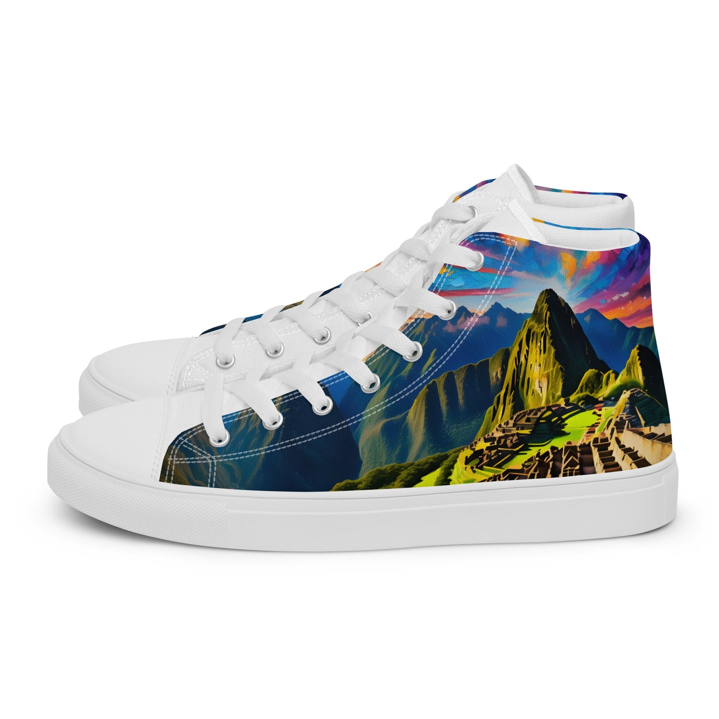 Machu Picchu - Stained glass - Women - White - High top shoes