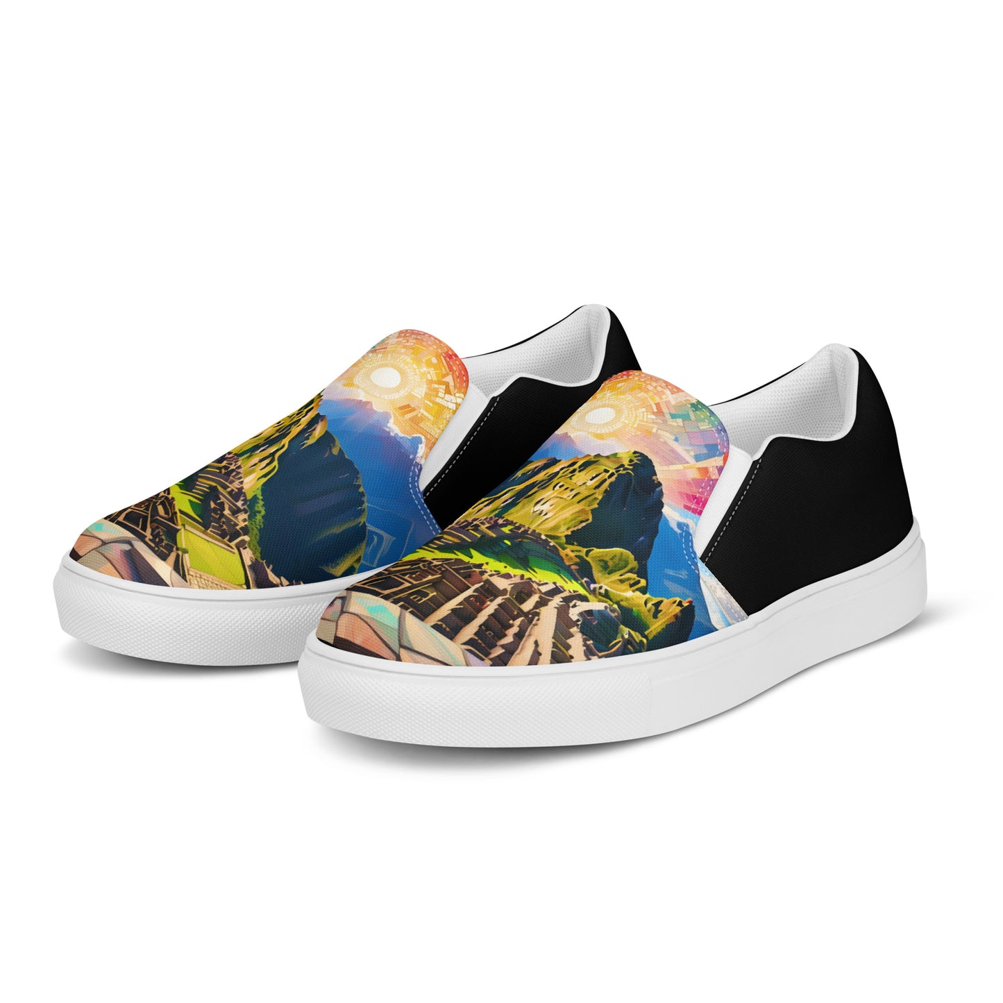 Machu Picchu - Stained glass - Women - Black - Slip-on shoes
